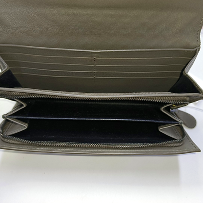 BOTTEGA VENETA Grey Cowhide Braided Wallet Black hardware-(SKU)-944011992