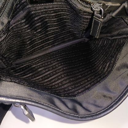 PRADA Black Nylon Crossbody Bag Single Shoulder Bag Silver Hardware-(SKU)-953408479