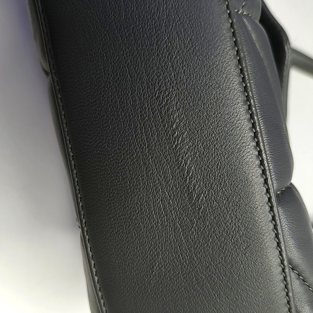 YSL PUFFER Mini Dark Gray Lamb Leather Quilted V Envelope Bag Single Shoulder Bag and Crossbody with Gold Hardware-(SKU)-955986894