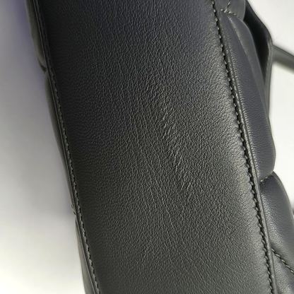 YSL PUFFER Mini Dark Gray Lamb Leather Quilted V Envelope Bag Single Shoulder Bag and Crossbody with Gold Hardware-(SKU)-955986894