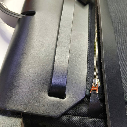 HERMÈS Herbag 35 black canvas shoulder bag silver hardware B detachable shoulder strap-(SKU)-968368535