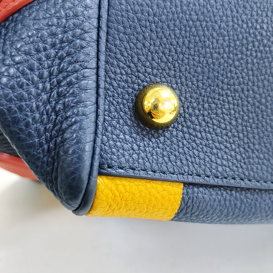 BURBERRY The Banner Dark Blue Leather Handbag Golden hardware-(SKU)-958302180