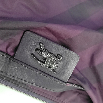 BURBERRY Buckleigh Purple Nylon Printed Single Shoulder Bag Handbag Black hardware-(SKU)-955908174