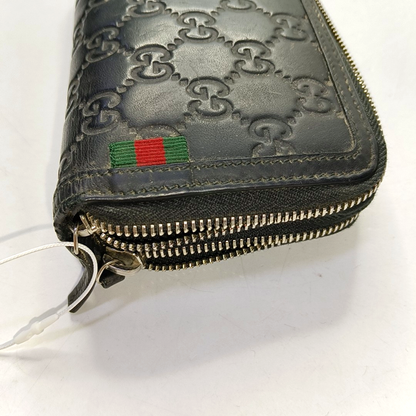 GUCCI Black cowhide monogram embossed handbag Silver Hardware-(SKU)-959345150