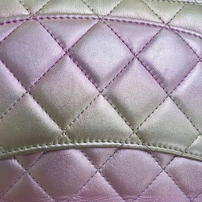 CHANEL WOC Iridescent Calfskin Quilted Shoulder Bag Crossbody Bag Silver Rainbow Metal Hardware-(SKU)-962424976