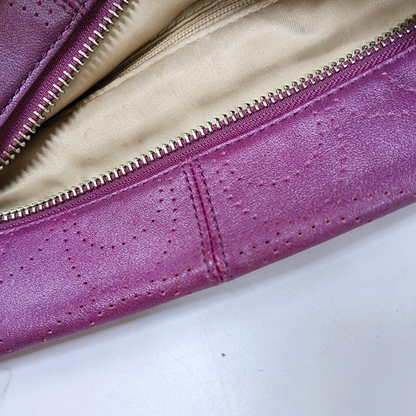 COACH Fuchsia Leather Cut-Out Sling Bag Silver Hardware Removable shoulder strap-(SKU)-928562151
