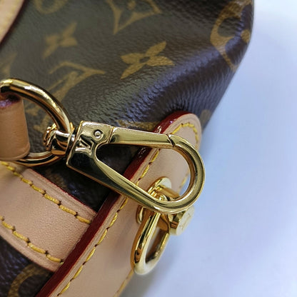 LOUIS VUITTON DUFFLE Brown Coated Canvas Monogram Fries Bag Crossbody Shoulder Bag Tote Bag Single Shoulder Bag Gold Hardware Removable Shoulder Strap-(SKU)-968118002