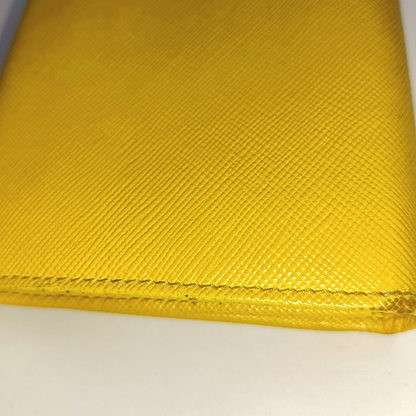 PRADA Yellow Cowhide Cross Grain Wallet Golden hardware-(SKU)-938135493