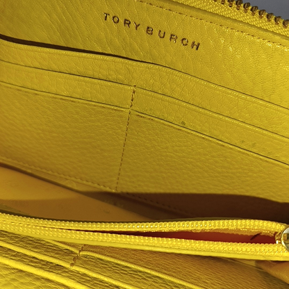 TORY BURCH Walker Yellow Leather Wallet Golden hardware-(SKU)-942221638