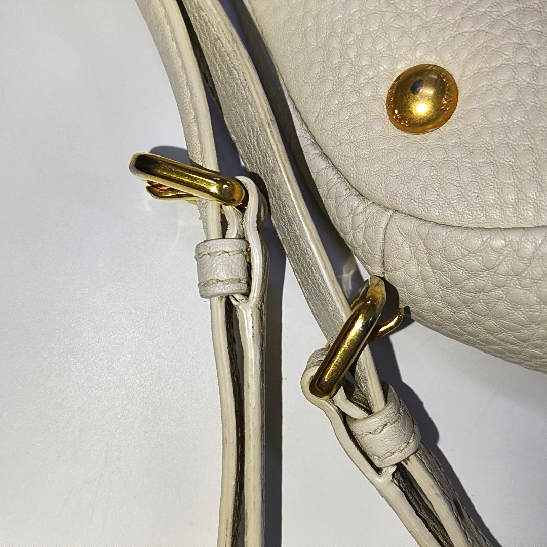 PRADA Tote bag White Cowhide Single Shoulder Handbag Crossbody Bag Golden hardware Removable shoulder strap-(SKU)-942033423