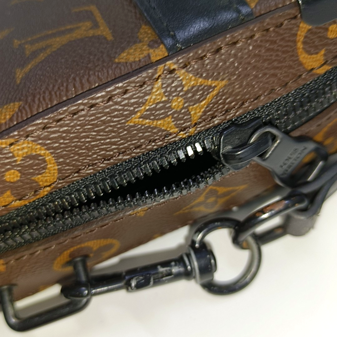 LOUIS VUITTON SOFT TRUNK Brown Coated Canvas Monogram Handbag Crossbody Shoulder Bag Black Hardware-(SKU)-14509670