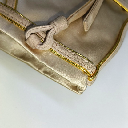 PRADA Tote bag Nude Pink Satin Tote Bag Golden hardware-(SKU)-14425412