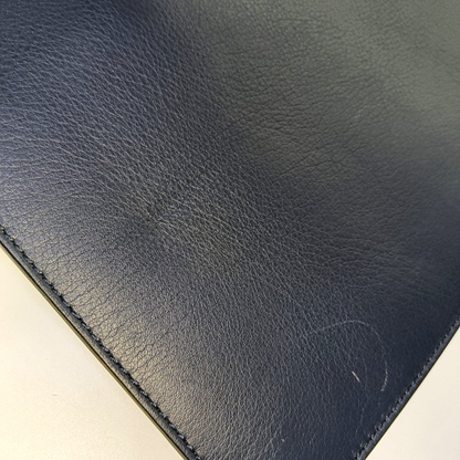 HUGO BOSS Dark Blue Leather Clutch Silver Hardware-(SKU)-935316748