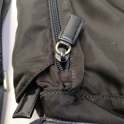 PRADA Vela Messenger Bag Black nylon logo crossbody bag shoulder bag Silver Hardware-(SKU)-957820896