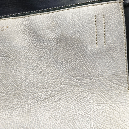 CELINE EDGE Medium size White Leather Handbag Silver Hardware-(SKU)-956017096