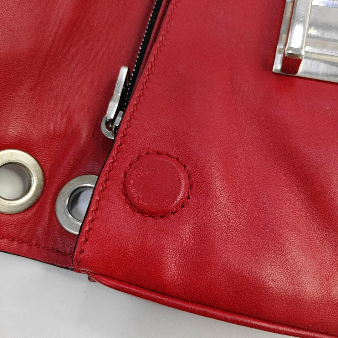 Miu Miu mini Red Calf Leather Crossbody Shoulder Bag Tote Silver Hardware Removable shoulder strap-(SKU)-956465085