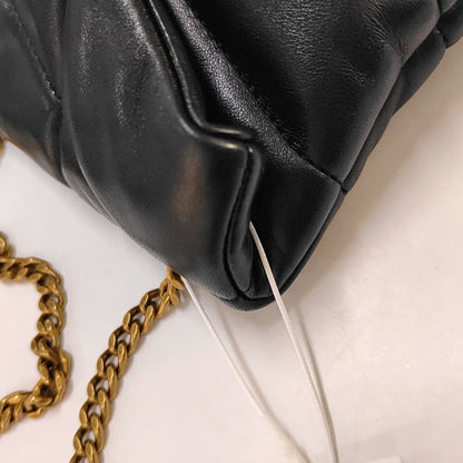 YSL PUFFER Mini Black Sheepskin Quilted V-Stripe Envelope Bag Crossbody Shoulder Bag Golden Hardware-(SKU)-967113797