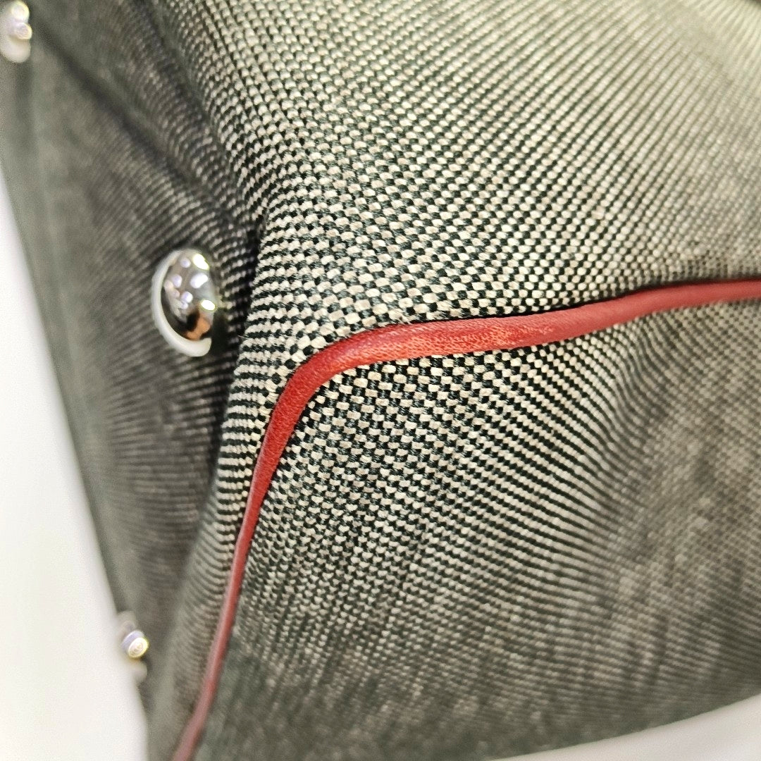 HERMÈS Victoria 42 Graphite Gray Canvas Handbag Silver Hardware T-(SKU)-969027331