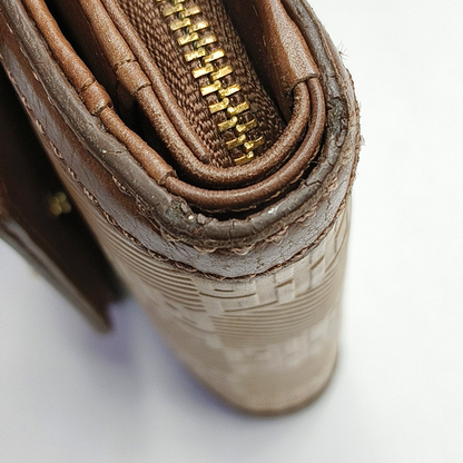 GIVENCHY Brown Leather Embossed Wallet Golden hardware-(SKU)-949930539