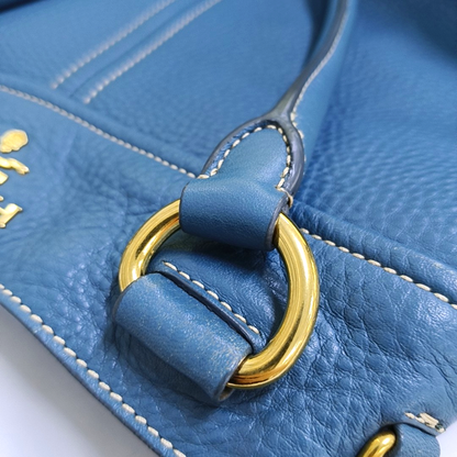 PRADA Tote bag Blue Cowhide Logo Shoulder Bag Handbag Golden hardware Removable shoulder strap-(SKU)-957689174