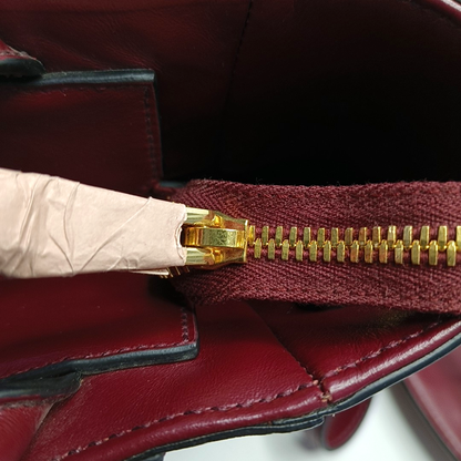Miu Miu Burgundy leather handbag, single shoulder bag Golden hardware Removable shoulder strap-(SKU)-949081414