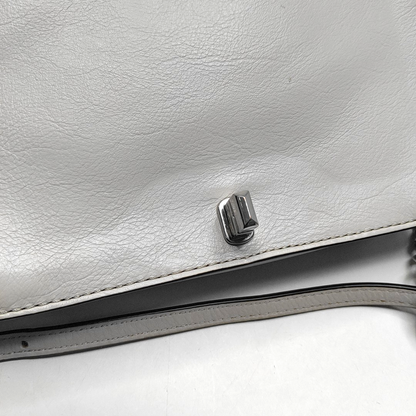 REBECCA MINKOFF Love  Small size Gray leather quilted crossbody bag/shoulder bag Silver Hardware-(SKU)-943935965
