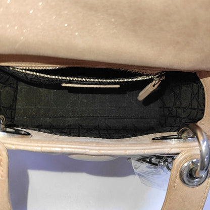 DIOR Lady Dior Mini Khaki Lamb Skin Cannage Quilted Hobo Shoulder Bag Handbag Crossbody Bag 18 Clasp Silver Hardware Removable Shoulder Strap-(SKU)-967132120
