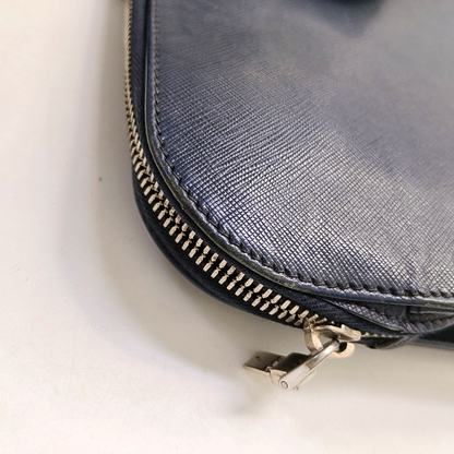 PRADA Dark Blue Leather Handbag Silver Hardware-(SKU)-954413734