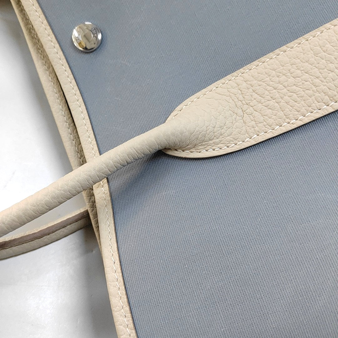 HERMÈS Garden Party 36 Linen Blue Canvas Garden Bag Handbag Silver Hardware X-(SKU)-968910580