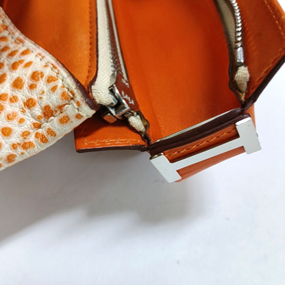 HERMÈS Yeoh Orange Pink Buffalo Leather Single Shoulder Bag Silver Hardware 🄶 Sub Pockets-(SKU)-951814551