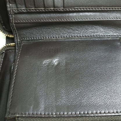 GUCCI Dark Brown Cowhide Monogrammed Texture Wallet Golden hardware-(SKU)-959715044