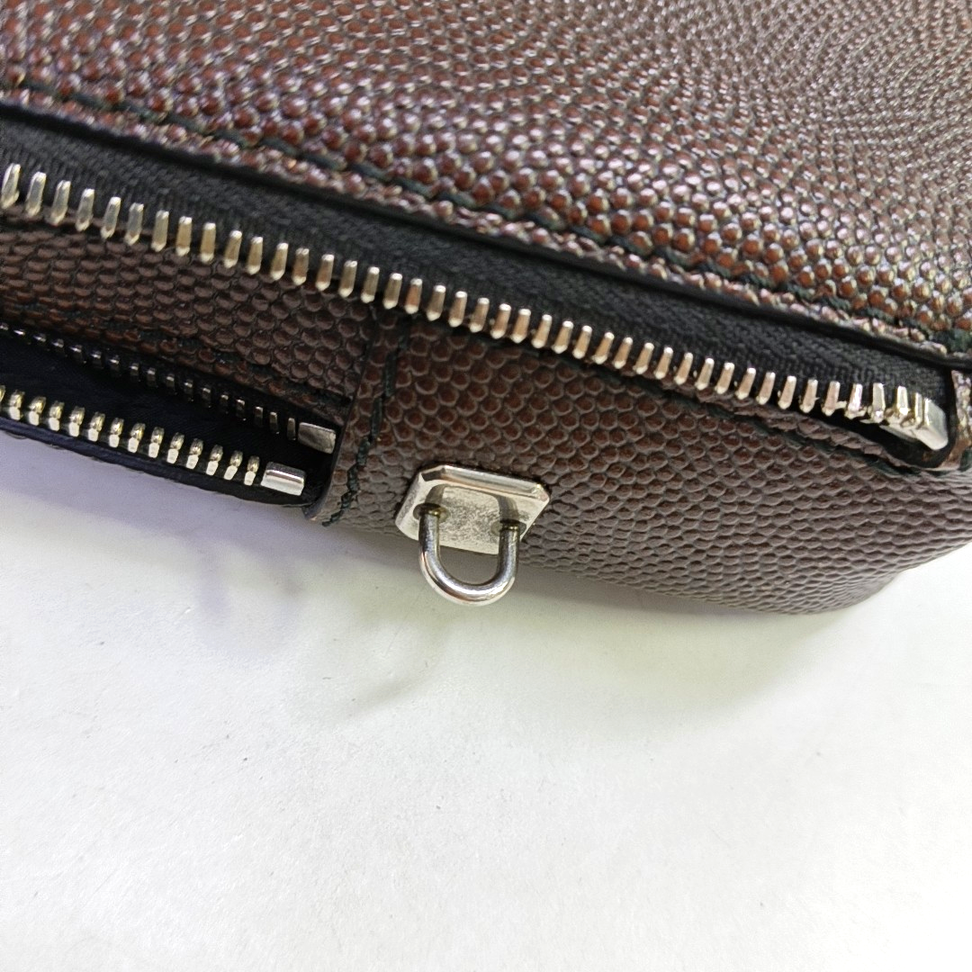 FERRAGAMO Dark Brown Leather Handbag Silver Hardware-(SKU)-940619981