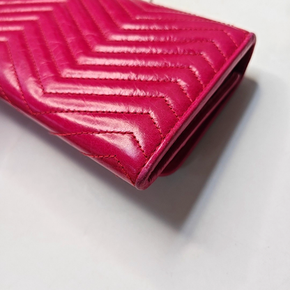 Miu Miu Miu Délice Fuchsia Cowhide Quilted Wallet Golden hardware-(SKU)-944517482