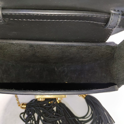 SALAR Black Suede Fringe Single Shoulder Bag Handbag Golden hardware Removable shoulder strap-(SKU)-944442053