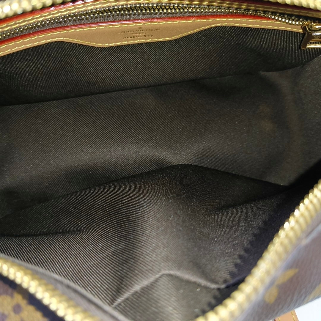 LOUIS VUITTON CITE Brown Coated Canvas Monogram Shoulder Bag Tote Bag Gold Hardware-(SKU)-967651904