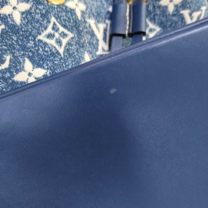 LOUIS VUITTON NOÉ Large Blue Denim Monogram Bucket Bag Crossbody Shoulder Bag Gold Hardware Removable Shoulder Strap Full Accessories-(SKU)-969550979