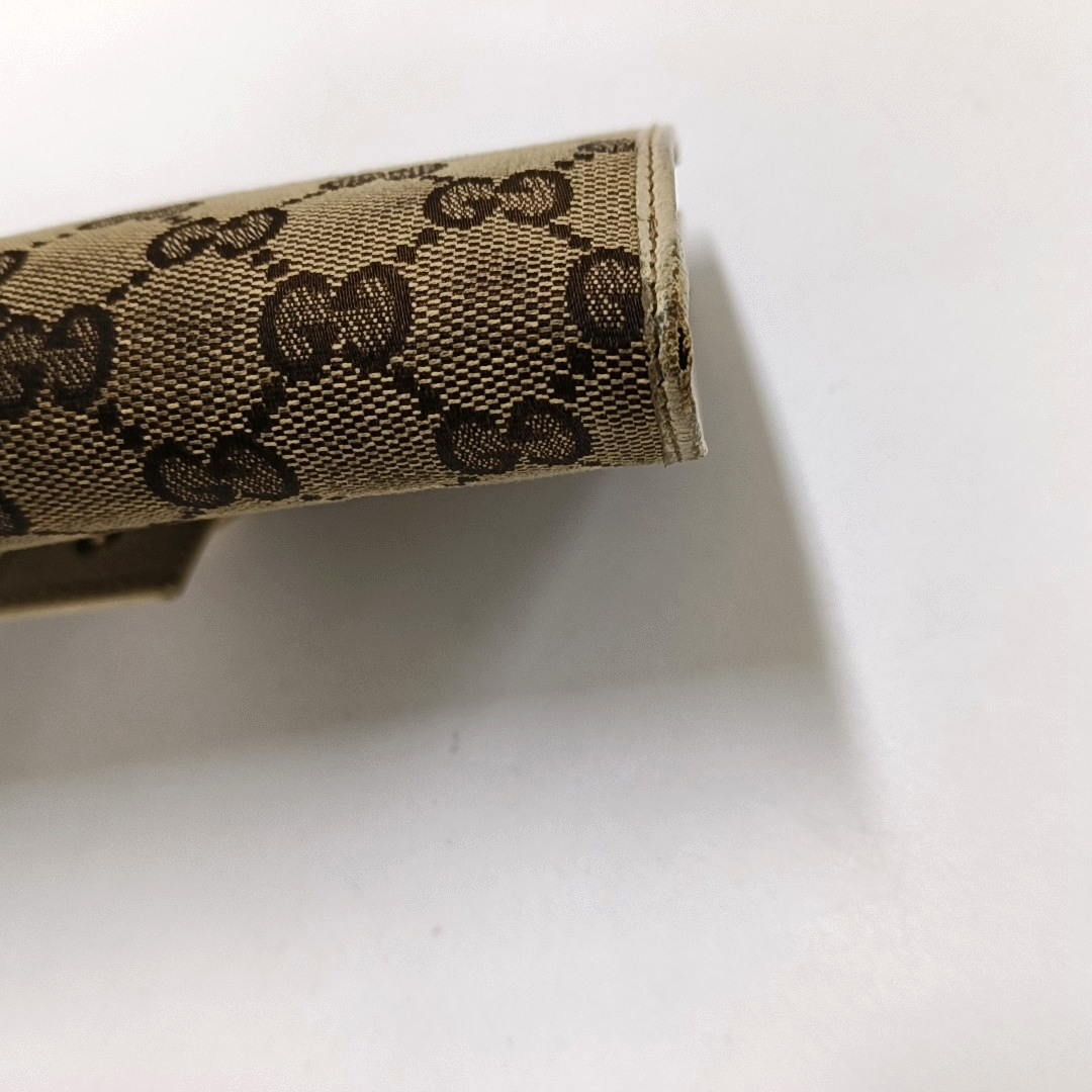 GUCCI Khaki Canvas Monogrammed Wallet Golden hardware-(SKU)-956740009