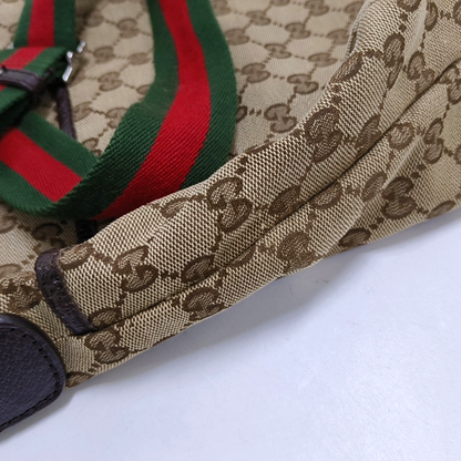 GUCCI GG Imprime Khaki Canvas Monogram Crossbody Shoulder Bag Silver Hardware-(SKU)-958715963