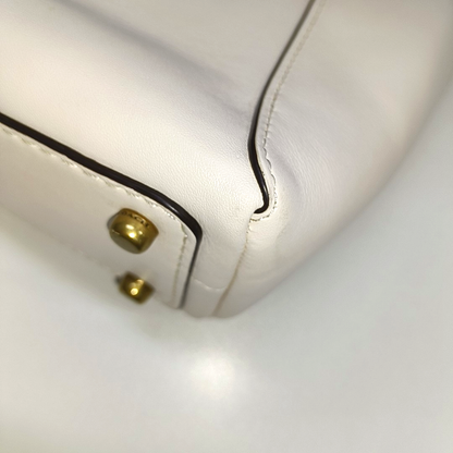 COACH COURIER White leather rivet patchwork single shoulder bag crossbody Golden hardware Removable shoulder strap-(SKU)-13839897
