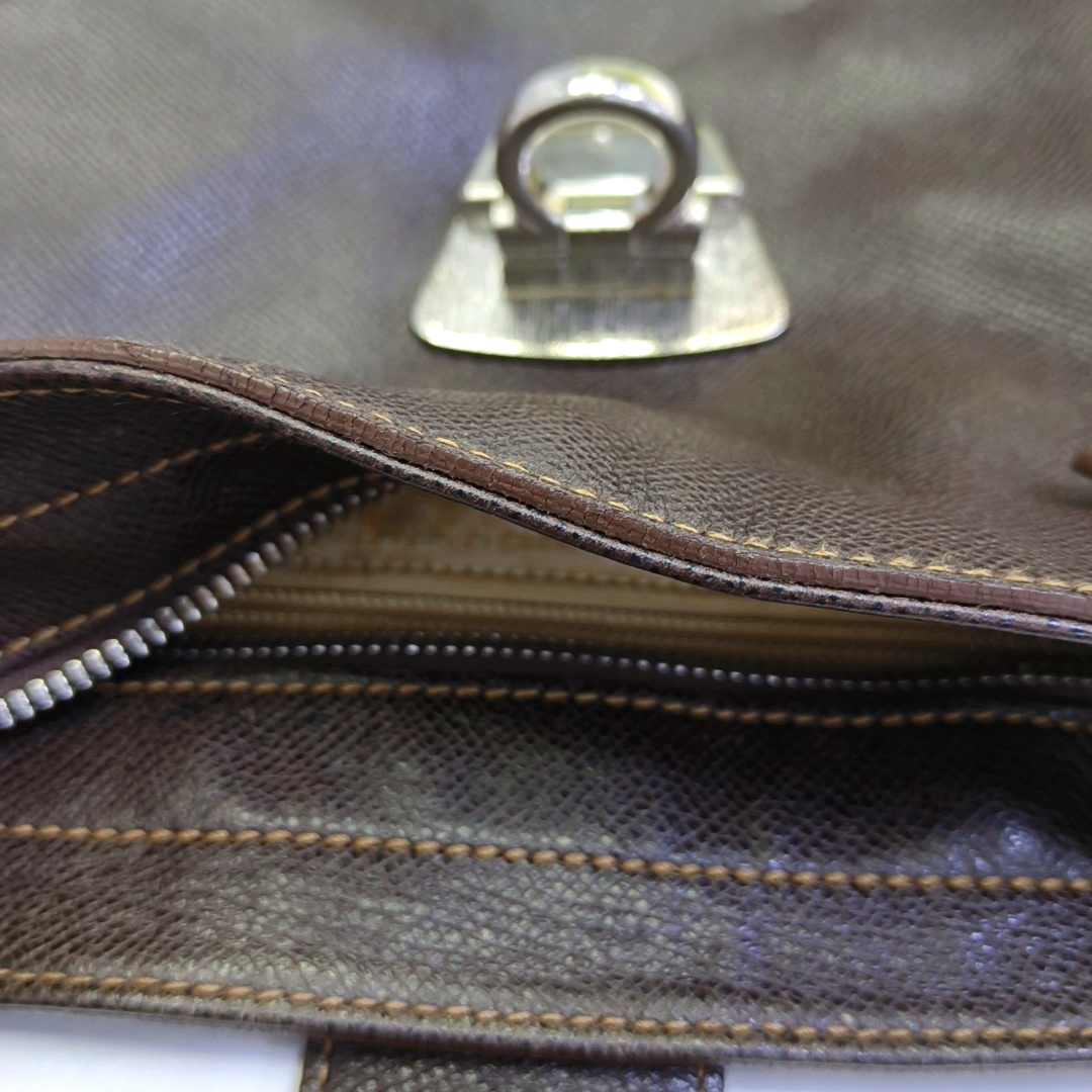 FERRAGAMO Deep brown cowhide single shoulder bag Silver Hardware-(SKU)-944080501