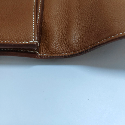 HERMÈS Sac A Depeches 27 Gold Brown Clemence Leather Handbag Silver Hardware K Engraved-(SKU)-965014761