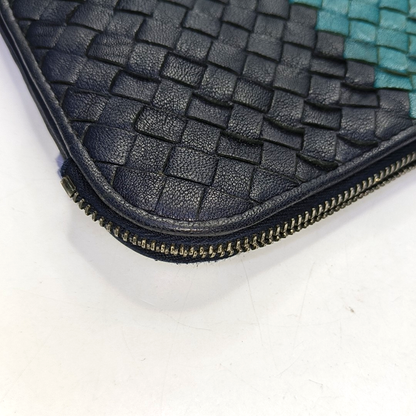 BOTTEGA VENETA Contrast Color Leather Woven Clutch Ruthenium color hardware-(SKU)-958209922