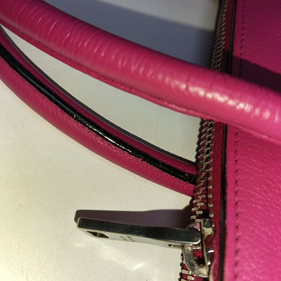 PRADA Glace Calf Blush Pink Leather Monogram Handbag Crossbody Single Shoulder Bag Silver Hardware-(SKU)-939994075