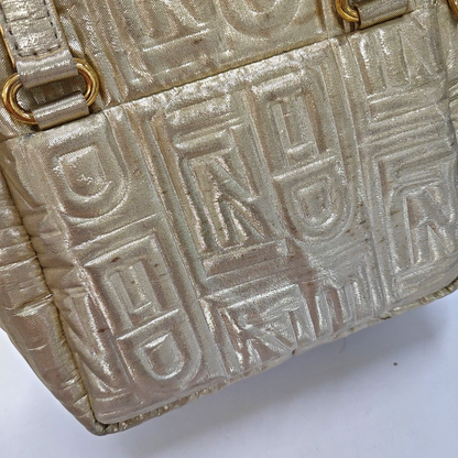FENDI Gold Fabric Embossed Single Shoulder Bag Handbag Golden hardware Removable shoulder strap-(SKU)-948887695