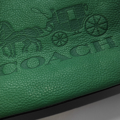COACH Camera Bag Green Leather Printed Carriage Crossbody Shoulder Bag Handbag Silver Hardware Removable shoulder strap-(SKU)-935012014