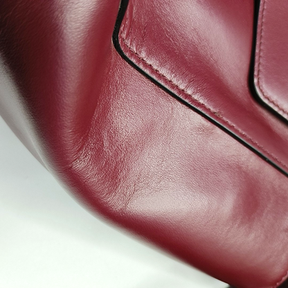 Miu Miu Burgundy leather handbag, single shoulder bag Golden hardware Removable shoulder strap-(SKU)-949081414