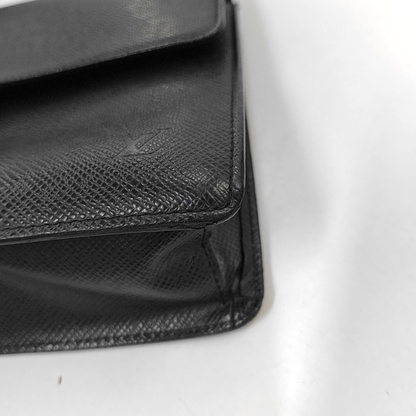 LOUIS VUITTON SELENGA Black Leather Clutch Handbag Silver Hardware-(SKU)-960473298