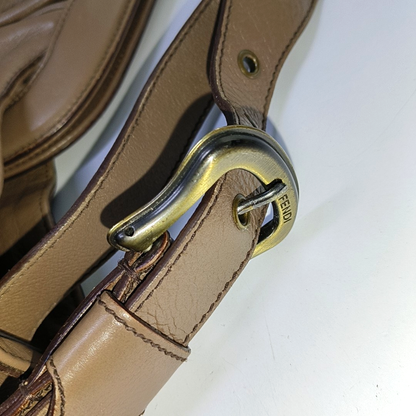 FENDI Brown Cowhide Single Shoulder Bag Ruthenium color hardware-(SKU)-936729570