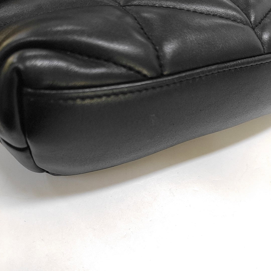 YSL PUFFER Mini Black Sheepskin Quilted V-Stripe Envelope Bag Crossbody Shoulder Bag Golden Hardware-(SKU)-967113797