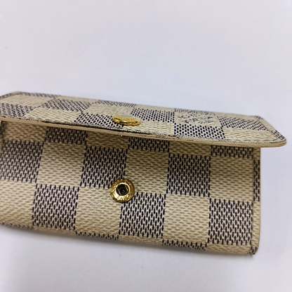 LOUIS VUITTON White Coated Canvas Checkerboard Key Case Golden hardware-(SKU)-955829929